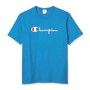 Champion, Men’s Classic Graphic Script Logo T-Shirt, Deep Blue, Size Small, NWT